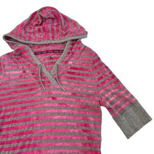 Calvin Klein Womens XXL Pink and Gray Striped Hooded Shirt, Calvin Klein 355